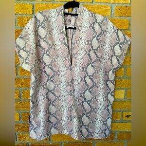 Karlie Snakeskin Oversized Pink V Neck Top, Size S